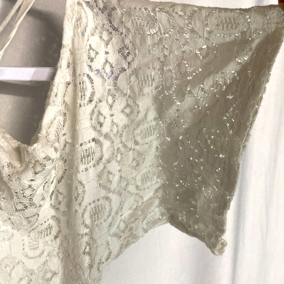 52-4 GB Gianni Bini white lace cold shoulder mini dress top L - Picture 6 of 9